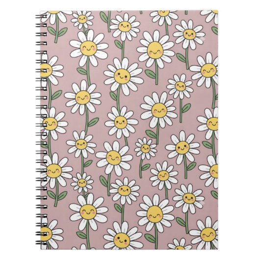 Happy Daisies Pattern - Cute Floral Design Notitieboek (Voorkant)