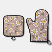 Happy Daisies Pattern - Cute Floral Design Ovenwant & Pannenlap Set (Voorkant)