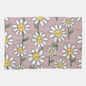 Happy Daisies Pattern - Cute Floral Design Theedoek (Horizontaal)