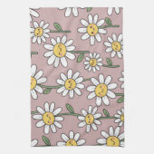 Happy Daisies Pattern - Cute Floral Design Theedoek (Verticaal)