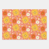 Happy Daisies Retro 70s Kleurrijk Patroon Inpakpapier Vel (Voorkant)