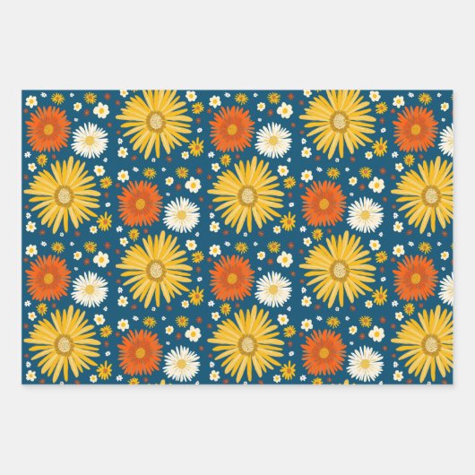 Happy Daisies Retro 70s Kleurrijk Patroon Inpakpapier Vel (Voorkant 3)