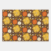 Happy Daisies Retro 70s Kleurrijk Patroon Inpakpapier Vel (Voorkant)