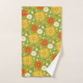 Happy Daisy Colorful Pattern Daisies Green Bad Handdoek (Handdoek)