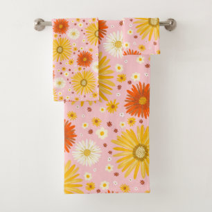 Happy Daisy Colorful Pattern Daisies Green Bad Handdoek