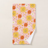 Happy Daisy Colorful Pattern Daisies Green Bad Handdoek (Handdoek)
