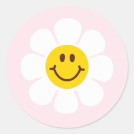 Happy Daisy Floral Uitnodiging Ronde Sticker