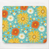 happy Daisy Flower Pattern Blue Muismat (Voorkant)
