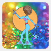HAPPY DANCE - GLITTER versieren (6 of 20 Count) Vierkante Sticker (Voorkant)