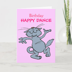 Happy Dance Happy Birthday Dancing Cartoon Cat Kaart