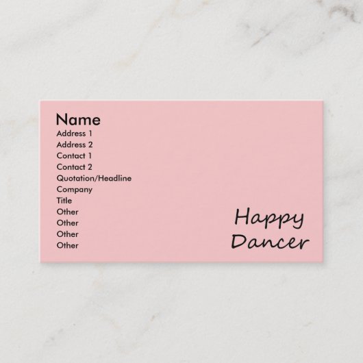 Happy Dancer zwart script Visitekaartje (Voorkant)
