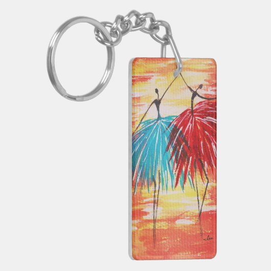 Happy Dancers AcrylSleutelhanger, dubbelzijdig Sleutelhanger (Voorkant Links)