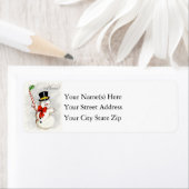 Happy Dancing Christmas Sneeuwman Etiket (Insitu)