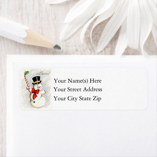 Happy Dancing Christmas Sneeuwman Etiket (Insitu)