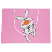 Happy Dancing Cute Cartoon White Rabbit Bunny Large Cadeautasje (Voorkant)