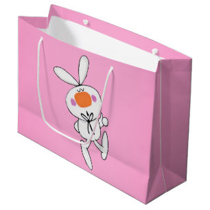 Happy Dancing Cute Cartoon White Rabbit Bunny Large Cadeautasje