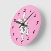 Happy Dancing Cute Cartoon White Rabbit Bunny Ronde Klok (Hoek)