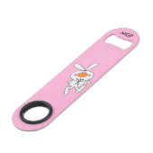 Happy Dancing Cute Cartoon White Rabbit Bunny Speed Flessenopener (Achterkant Gekanteld)