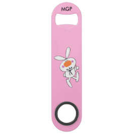 Happy Dancing Cute Cartoon White Rabbit Bunny Speed Flessenopener