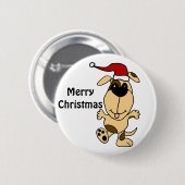 Happy Dancing Dog in Santa Hat-kerstCartoon Ronde Button 5,7 Cm (Voorkant /achterkant)