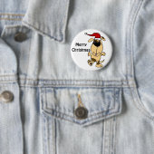Happy Dancing Dog in Santa Hat-kerstCartoon Ronde Button 5,7 Cm (In situ)