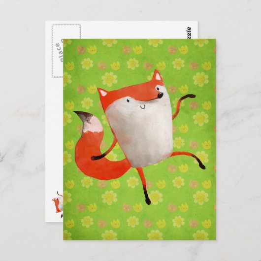 Happy Dancing Fox Briefkaart (Voorkant / Achterkant)