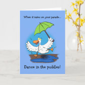 Happy dancing funny duck cartoon inspiration kaart (Gele Bloem)