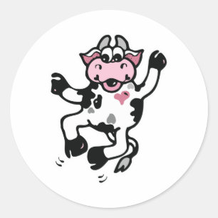 Happy Dancing Koe Ronde Sticker