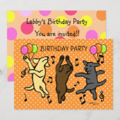 Happy Dancing Labrador Trio Birthday Party Kaart (Voorkant / Achterkant)