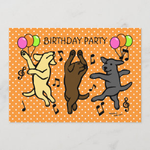 Happy Dancing Labrador Trio Birthday Party Kaart