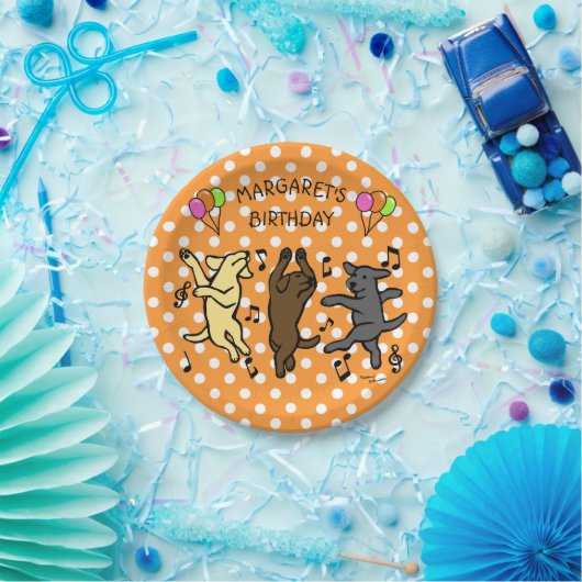 Happy Dancing Labrador Trio Birthday Party Papieren Bordje (Feest)