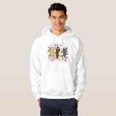 Happy Dancing Labrador Trio Cartoon Floral Hoodie (Voorkant volledig)
