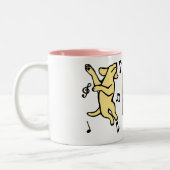 Happy Dancing Labrador Trio Cartoon Tweekleurige Koffiemok (Links)