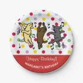 Happy Dancing Labrador Trio Happy Birthday Party Papieren Bordje (Voorkant)