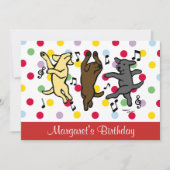 Happy Dancing Labrador Trio Verjaardagsfeestje Roo Kaart (Voorkant)