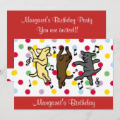 Happy Dancing Labrador Trio Verjaardagsfeestje Roo Kaart (Voorkant / Achterkant)