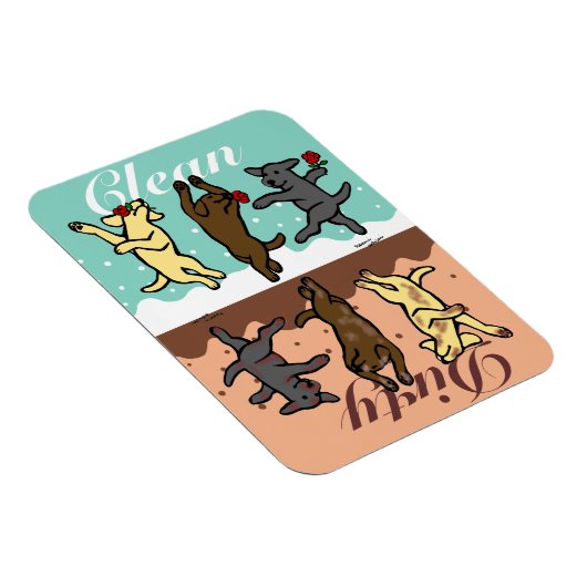 Happy Dancing Labradors Schoon/Vuil Magneet (Rechterzijde)