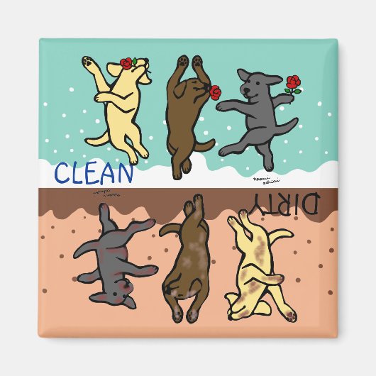 Happy Dancing Labradors Schoon/Vuile Vaatwasser Magneet (Voorkant)