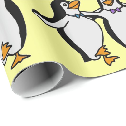 Happy Dancing Penguins Birthday Party Cadeaupapier (Rol Hoek)
