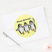 Happy Dancing Penguins Birthday Party Ronde Sticker (Envelop)