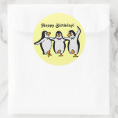 Happy Dancing Penguins Birthday Party Ronde Sticker (Tas)