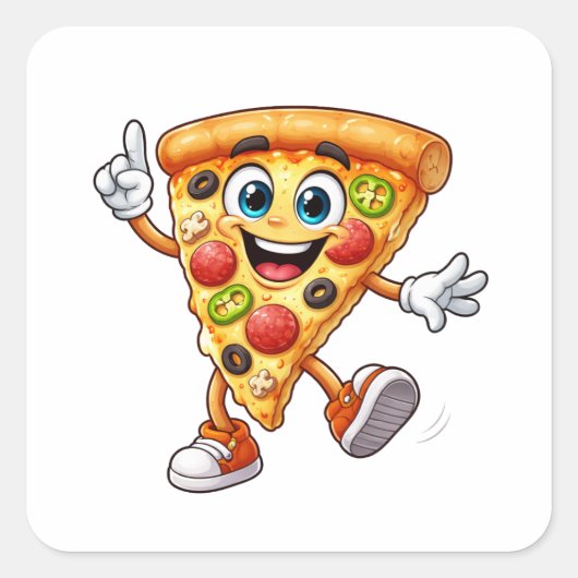 Happy Dancing Pizza Slice Cartoon Sticker (Voorkant)