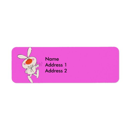 Happy Dancing Schattig Wit Konijn Etiket (Voorkant)