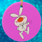 Happy Dancing Schattig Wit Konijn Keramisch Ornament