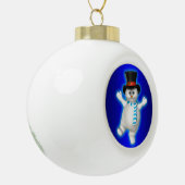Happy Dancing Snowman op Blue Keramische Bal Ornament (Links)