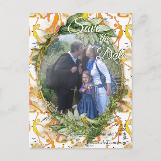 Happy Dancing Yoga Girls Aankondigingskaart (Voorkant)