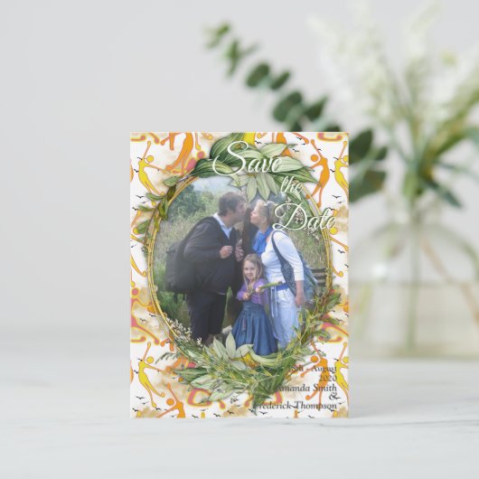 Happy Dancing Yoga Girls Aankondigingskaart (Staand voorkant)