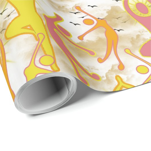 Happy Dancing Yoga Girls Cadeaupapier (Rol Hoek)