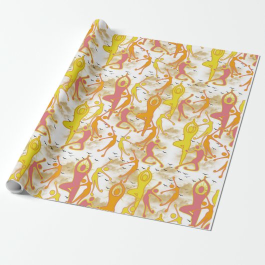Happy Dancing Yoga Girls Cadeaupapier (Uitgerold)