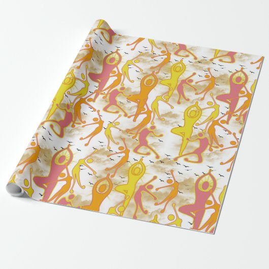 Happy Dancing Yoga Girls Cadeaupapier (Uitgerold)